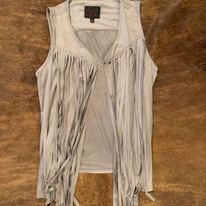 Suede fringe vest